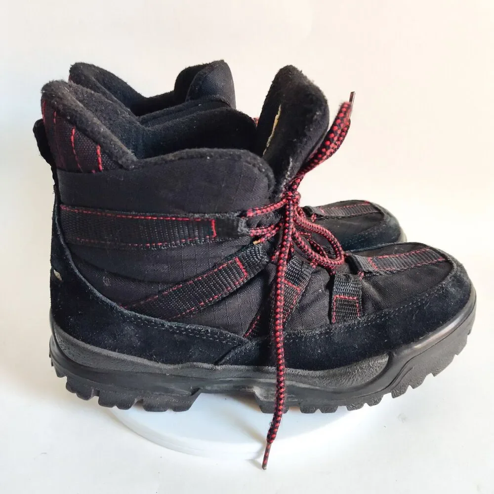 LL Bean Hiking Trail Boots Size 9.5 Vintage Leather Black‎ Red Insulated Womens